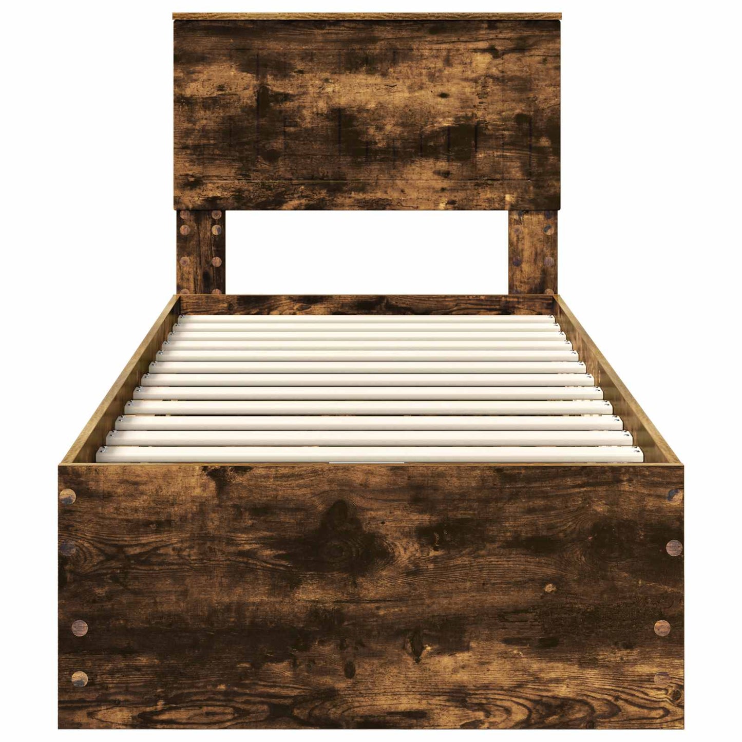 Bed Frame with Drawer Smoked Oak 75 x 190 cm Engineer Wood