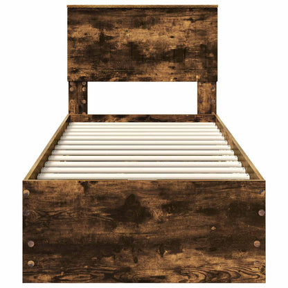 Bed Frame with Drawer Smoked Oak 75 x 190 cm Engineer Wood