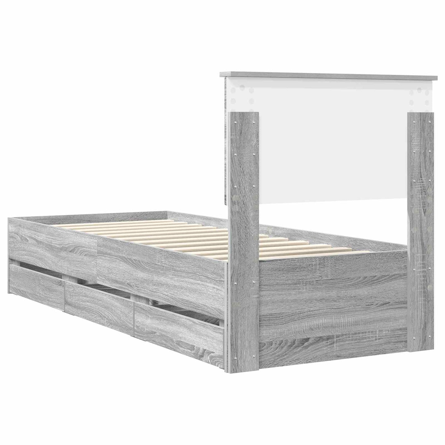 Bed Frame with Drawer Grey Sonoma 75 x 190 cm Engineer Wood