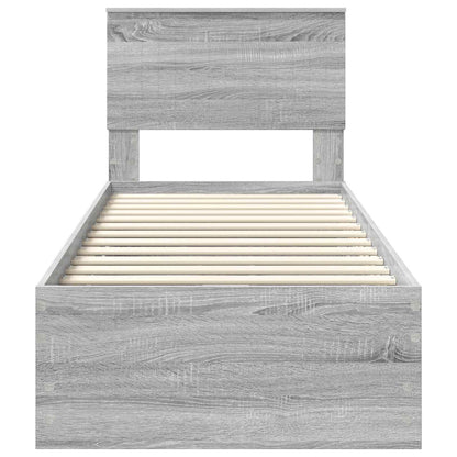 Bed Frame with Drawer Grey Sonoma 75 x 190 cm Engineer Wood