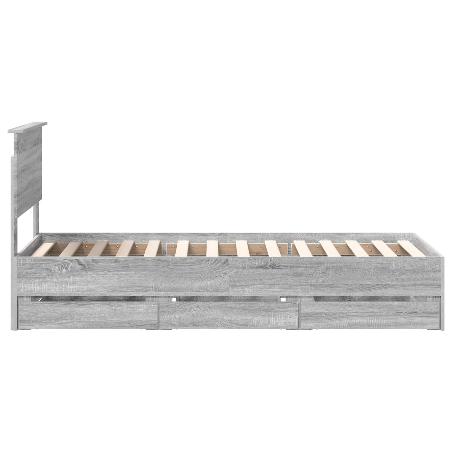 Bed Frame with Drawer Grey Sonoma 75 x 190 cm Engineer Wood