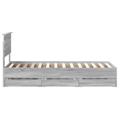 Bed Frame with Drawer Grey Sonoma 75 x 190 cm Engineer Wood