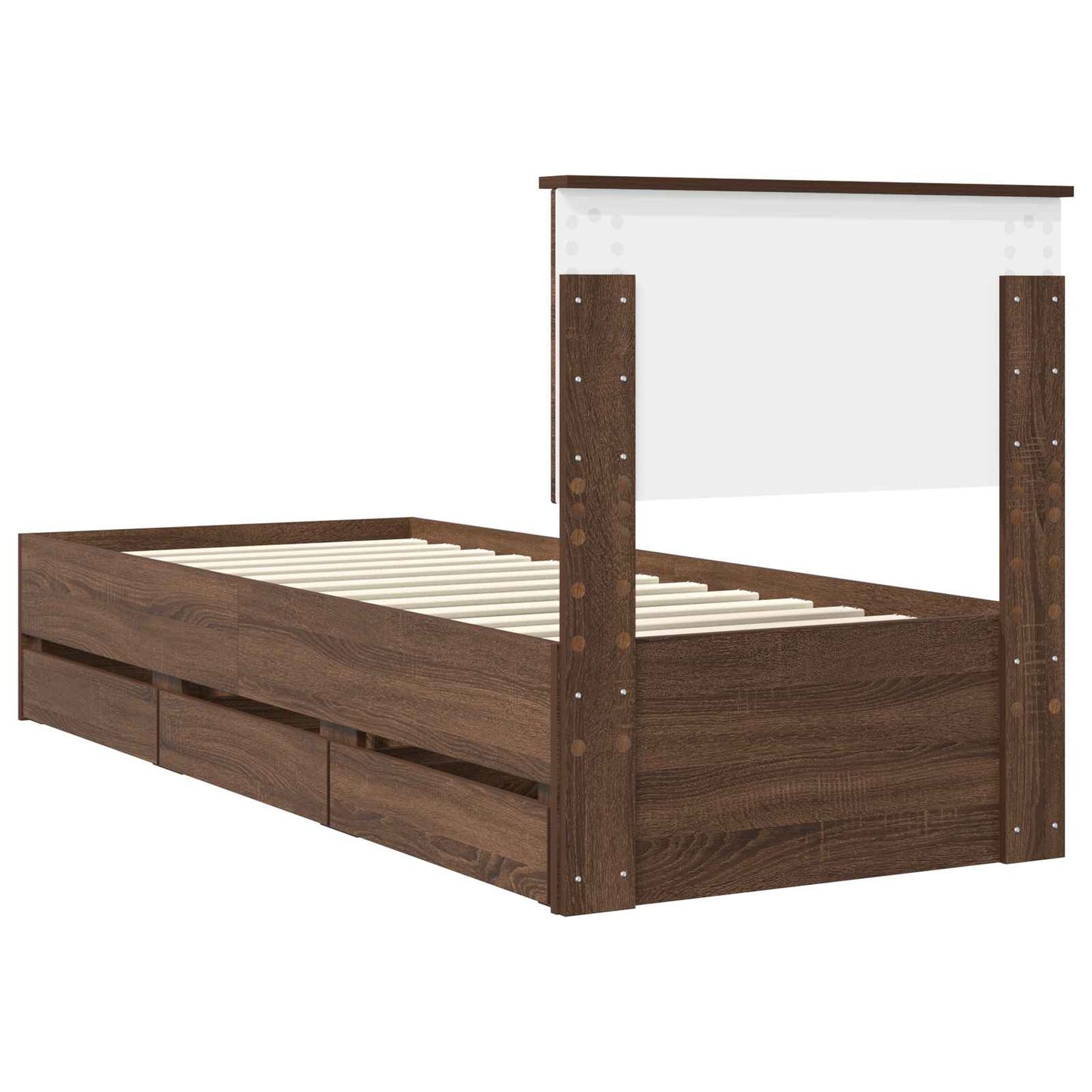 Bed Frame with Drawer Brown Oak 75 x 190 cm Engineer Wood