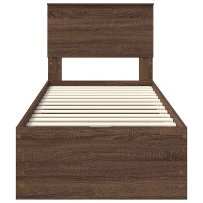 Bed Frame with Drawer Brown Oak 75 x 190 cm Engineer Wood