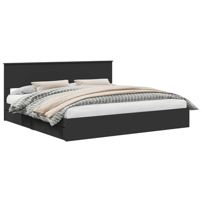 Storage Bed with Headboard Black 200 x 200 cm Engineered Wood