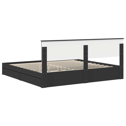 Storage Bed with Headboard Black 200 x 200 cm Engineered Wood