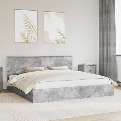 Storage Bed Concrete Grey 200 x 200 cm Engineered Wood