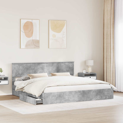 Storage Bed Concrete Grey 200 x 200 cm Engineered Wood