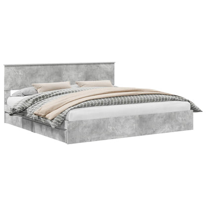 Storage Bed Concrete Grey 200 x 200 cm Engineered Wood
