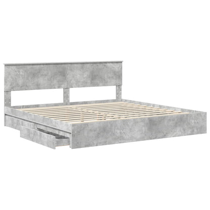 Storage Bed Concrete Grey 200 x 200 cm Engineered Wood