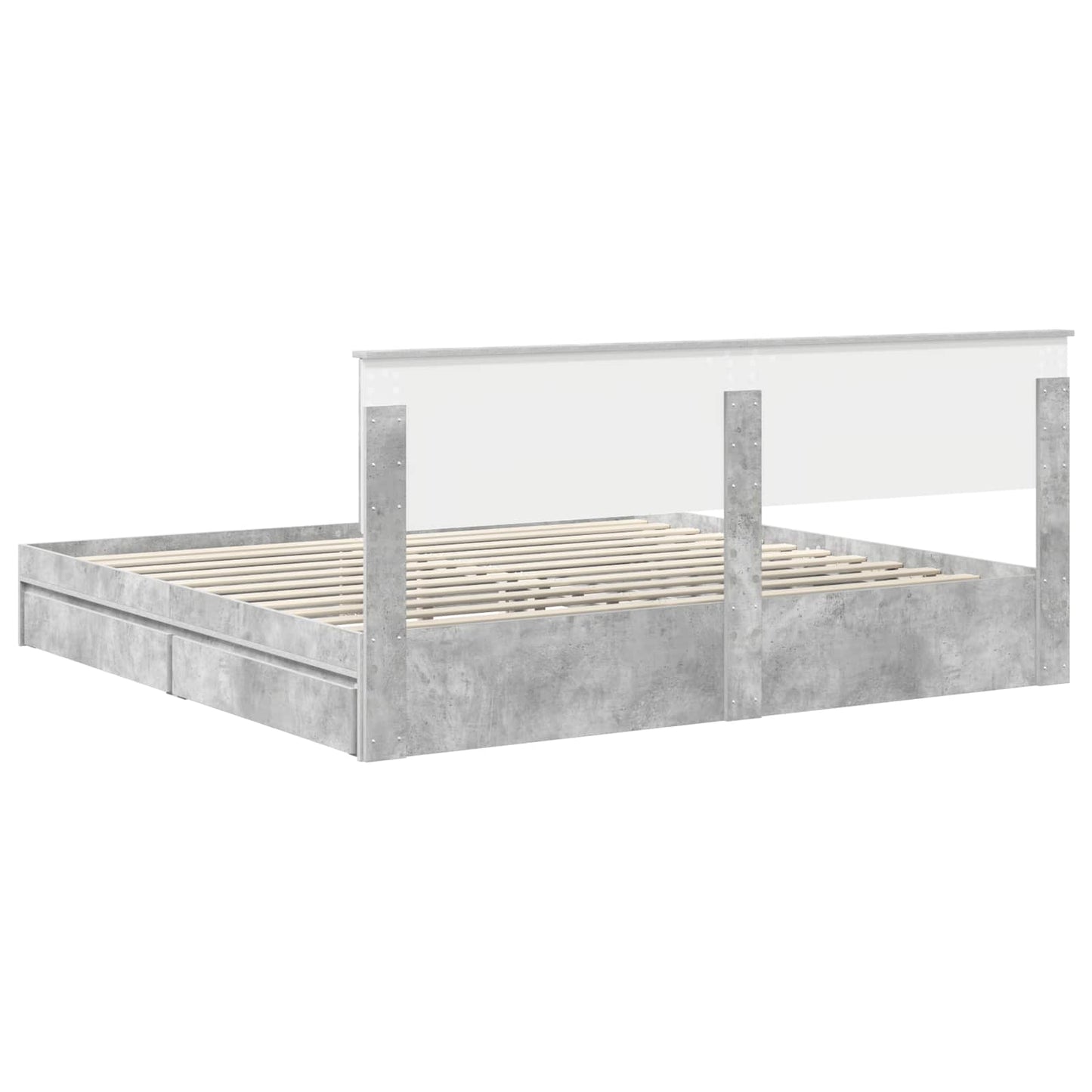 Storage Bed Concrete Grey 200 x 200 cm Engineered Wood