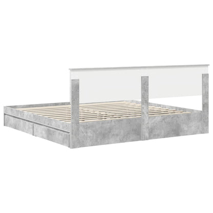 Storage Bed Concrete Grey 200 x 200 cm Engineered Wood