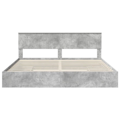 Storage Bed Concrete Grey 200 x 200 cm Engineered Wood