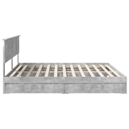 Storage Bed Concrete Grey 200 x 200 cm Engineered Wood