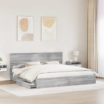 Storage Bed Grey Sonoma 200 x 200 cm Engineered Wood