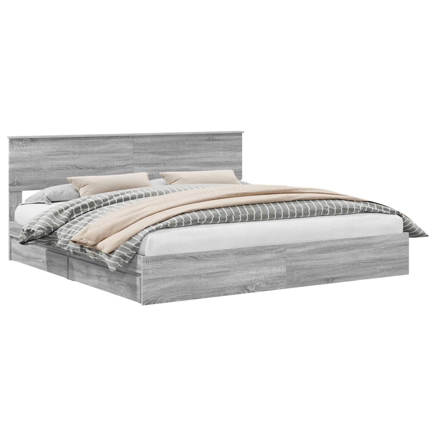 Storage Bed Grey Sonoma 200 x 200 cm Engineered Wood