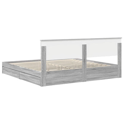 Storage Bed Grey Sonoma 200 x 200 cm Engineered Wood