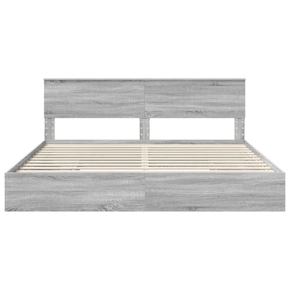 Storage Bed Grey Sonoma 200 x 200 cm Engineered Wood