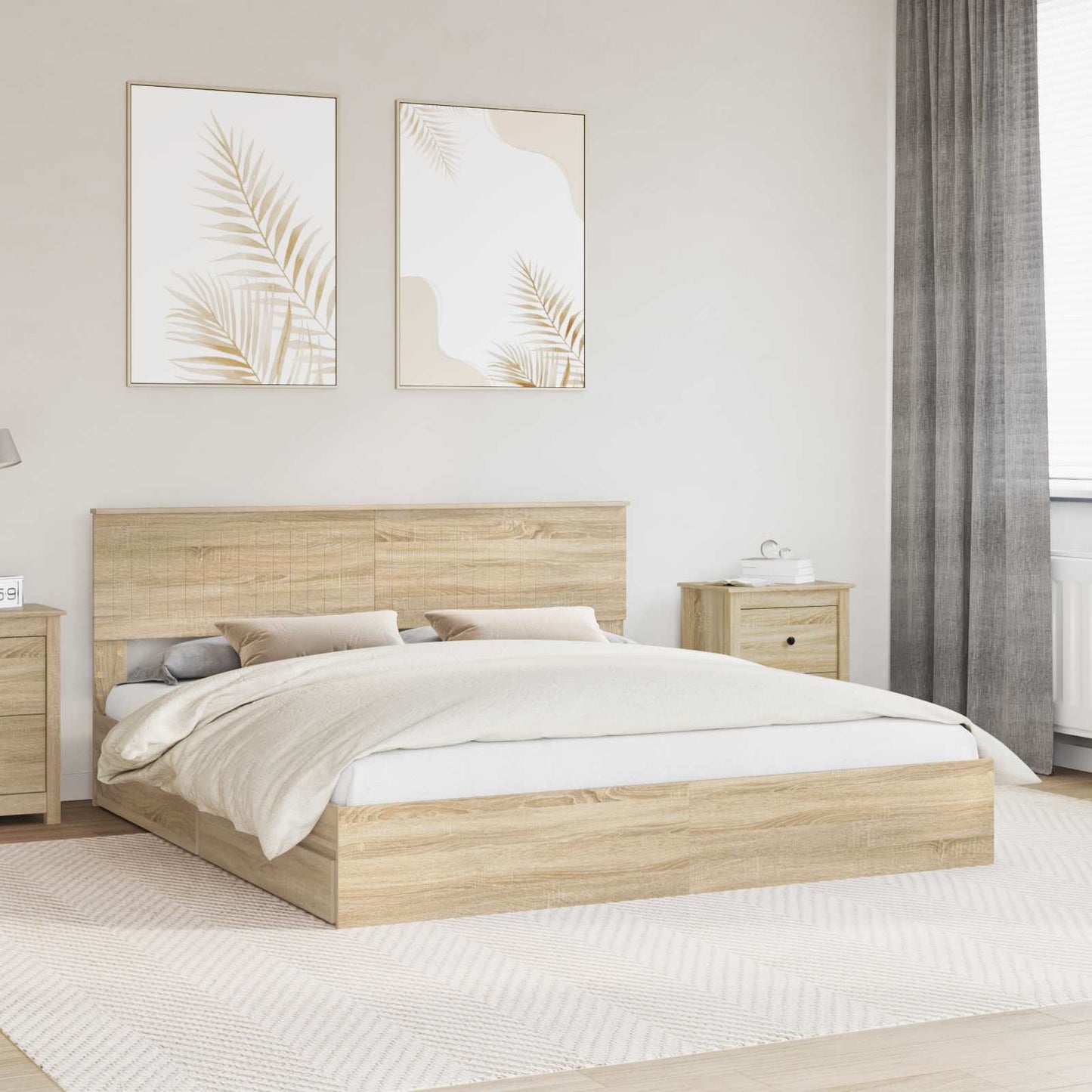 Storage Bed with Drawer Sonoma Oak 180 x 200 cm Engineered Wood