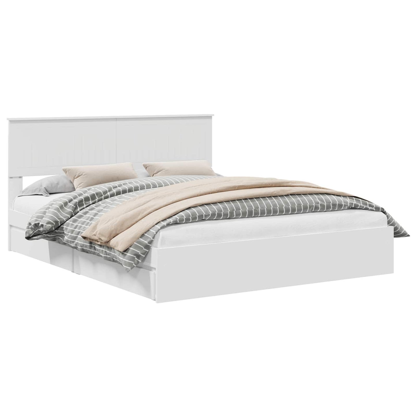 Storage Bed with Headboard White 160 x 200 cm Engineered Wood