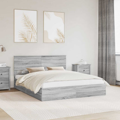 Storage Bed Grey Sonoma 160 x 200 cm Engineered Wood