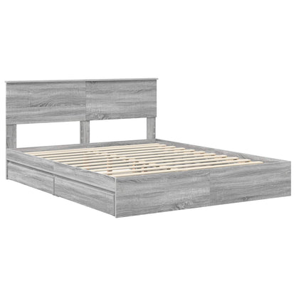 Storage Bed Grey Sonoma 160 x 200 cm Engineered Wood