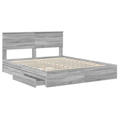 Storage Bed Grey Sonoma 160 x 200 cm Engineered Wood