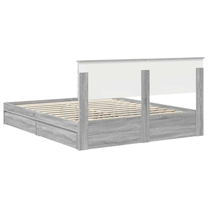 Storage Bed Grey Sonoma 160 x 200 cm Engineered Wood