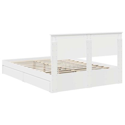 Storage Bed with Headboard White 140 x 200 cm Engineered Wood