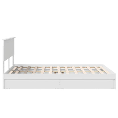 Storage Bed with Headboard White 140 x 200 cm Engineered Wood