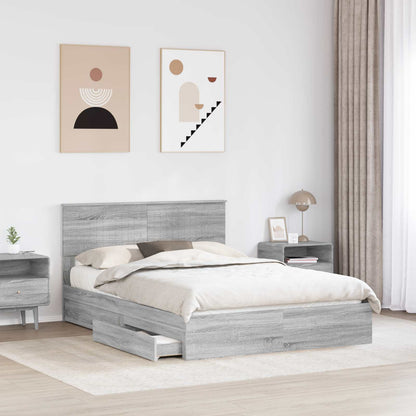 Storage Bed Grey Sonoma 140 x 200 cm Engineered Wood