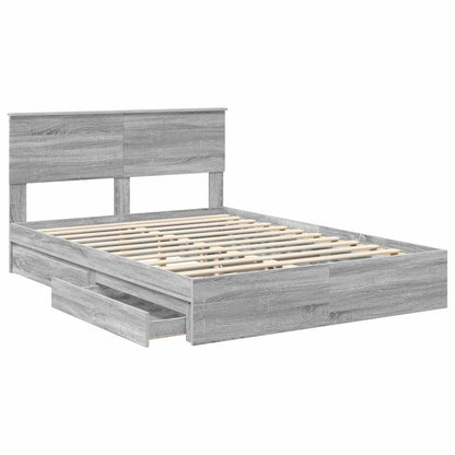 Storage Bed Grey Sonoma 140 x 200 cm Engineered Wood