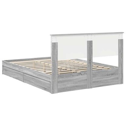 Storage Bed Grey Sonoma 140 x 200 cm Engineered Wood