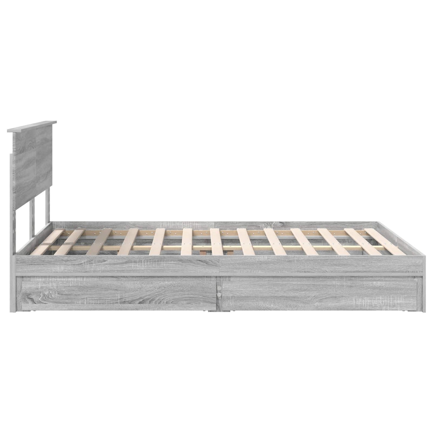 Storage Bed Grey Sonoma 140 x 200 cm Engineered Wood