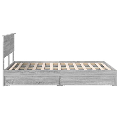 Storage Bed Grey Sonoma 140 x 200 cm Engineered Wood
