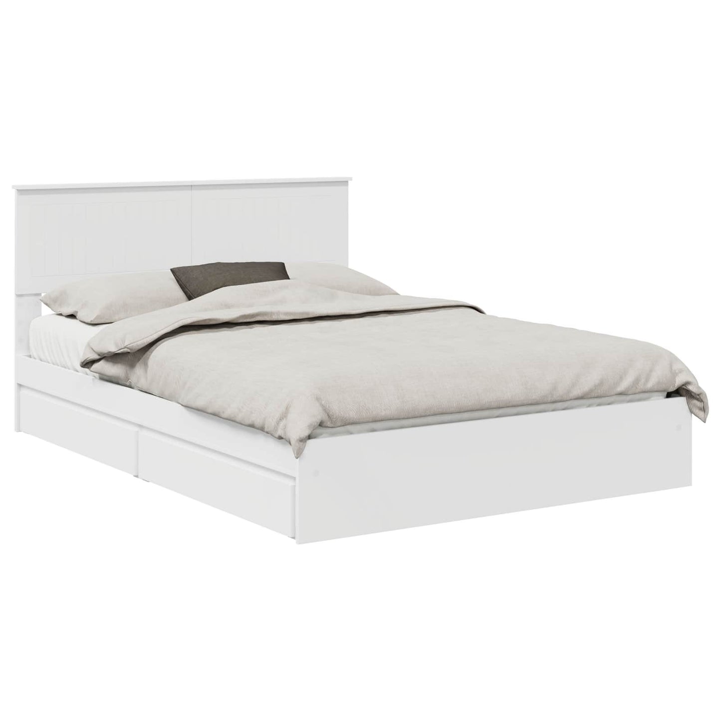 Storage Bed with Headboard White 140 x 190 cm Engineered Wood