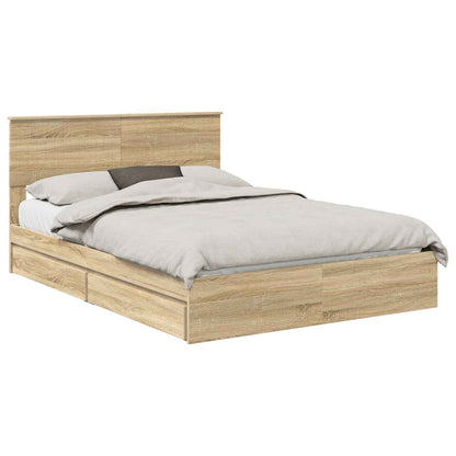 Storage Bed with Drawer Sonoma Oak 135 x 190 cm Engineered Wood