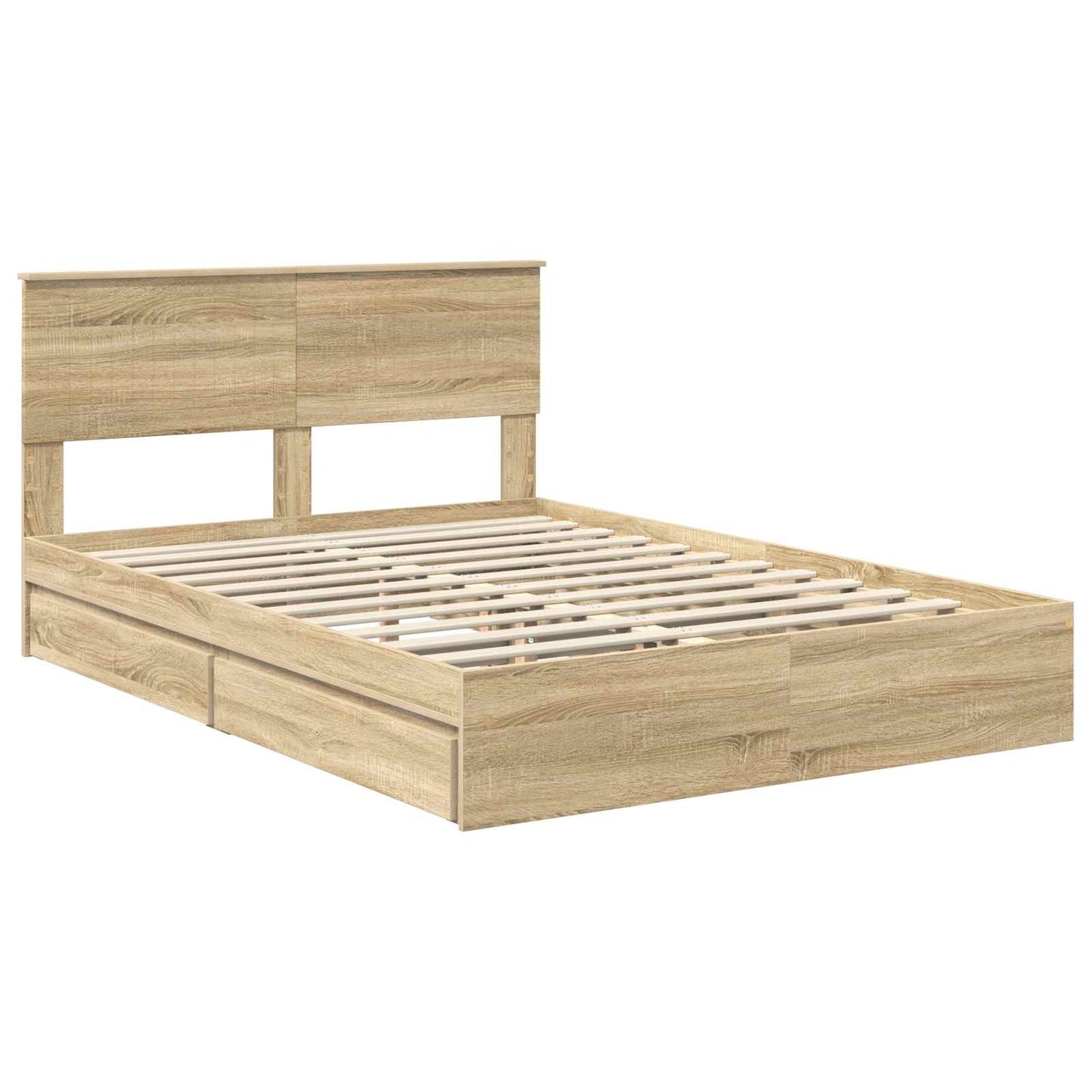 Storage Bed with Drawer Sonoma Oak 135 x 190 cm Engineered Wood