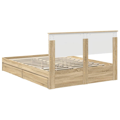 Storage Bed with Drawer Sonoma Oak 135 x 190 cm Engineered Wood