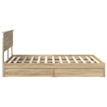 Storage Bed with Drawer Sonoma Oak 135 x 190 cm Engineered Wood