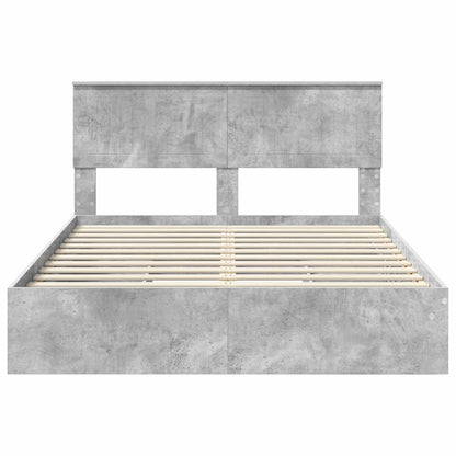 Storage Bed Concrete Grey 135 x 190 cm Engineered Wood