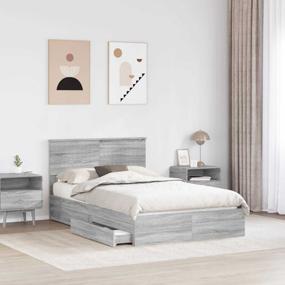 Storage Bed Grey Sonoma 120 x 200 cm Engineered Wood