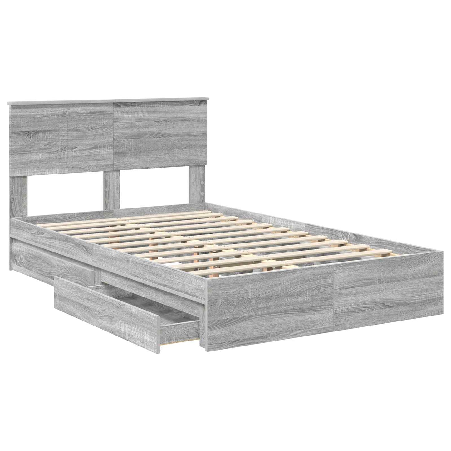 Storage Bed Grey Sonoma 120 x 200 cm Engineered Wood