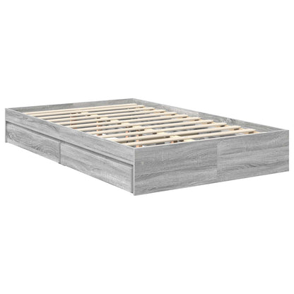 Storage Bed Grey Sonoma 120 x 200 cm Engineered Wood