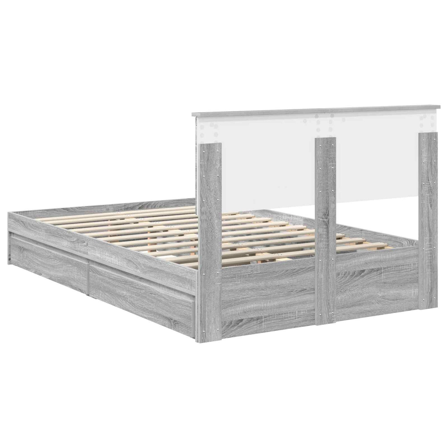 Storage Bed Grey Sonoma 120 x 200 cm Engineered Wood
