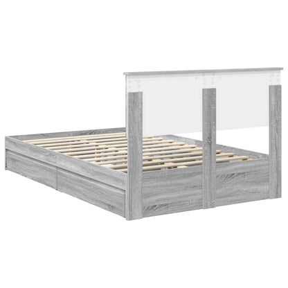 Storage Bed Grey Sonoma 120 x 200 cm Engineered Wood