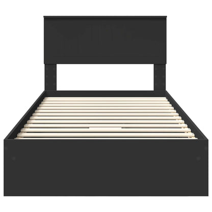 Storage Bed with Headboard Black 100 x 200 cm Engineered Wood