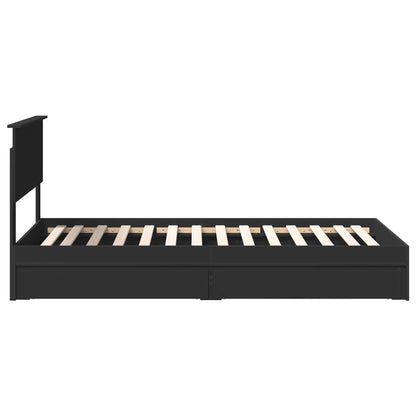 Storage Bed with Headboard Black 100 x 200 cm Engineered Wood