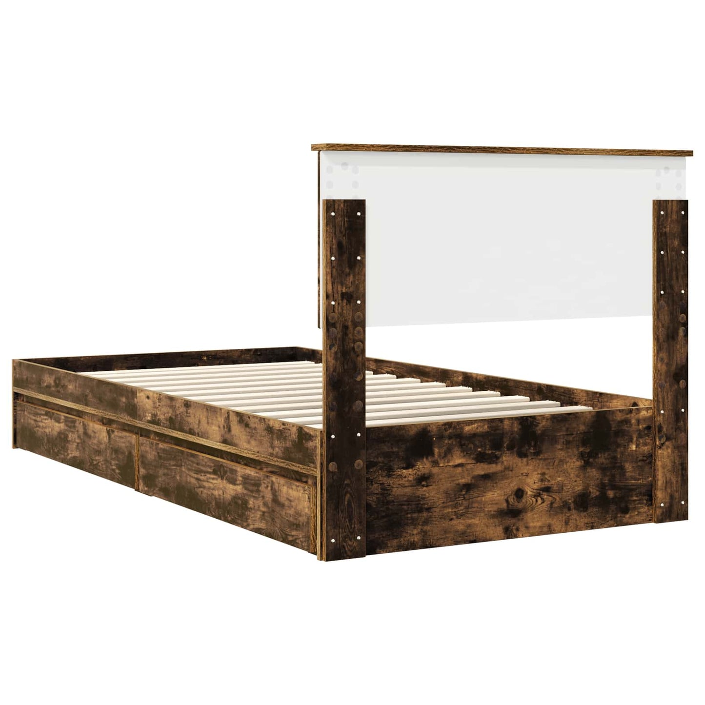 Storage Bed with Drawer Smoked Oak 100 x 200 cm Engineered Wood