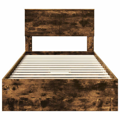 Storage Bed with Drawer Smoked Oak 100 x 200 cm Engineered Wood